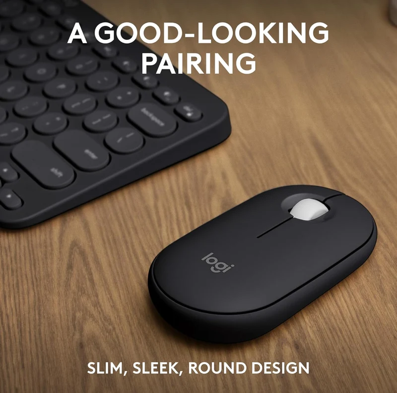Logitech Pebble 2 Combo, Wireless Keyboard and Mouse, Quiet and Portable, Customizable, Logi Bolt, Bluetooth, Easy-Switch for Windows, macOS, iPadOS, Chrome - Black