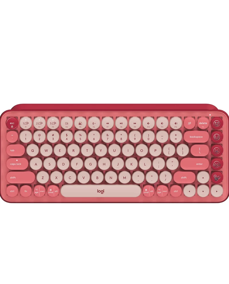 Logitech POP Mechanical Wireless Keyboard with Customizable Emoji Keys, Durable Compact Design, Bluetooth or USB Connectivity, Multi-Device, OS Compatible - Heartbreaker Rose