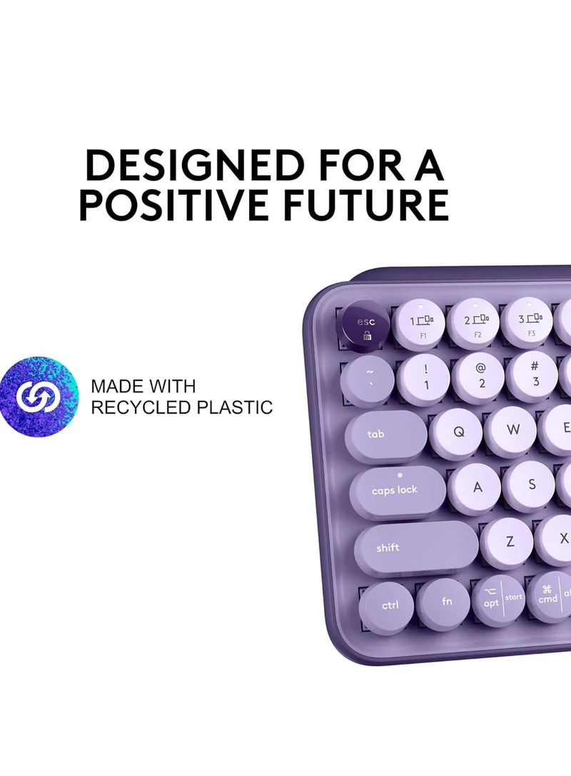 Logitech POP Keys Mechanical Wireless Keyboard with Customizable Emoji Keys, Durable Compact Design, Bluetooth or USB Connectivity, Multi-Device, OS Compatible - Cosmos