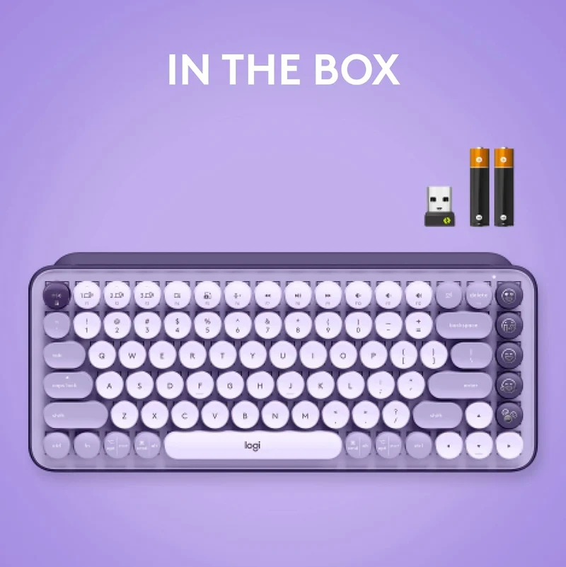 Logitech POP Keys Mechanical Wireless Keyboard with Customizable Emoji Keys, Durable Compact Design, Bluetooth or USB Connectivity, Multi-Device, OS Compatible - Cosmos