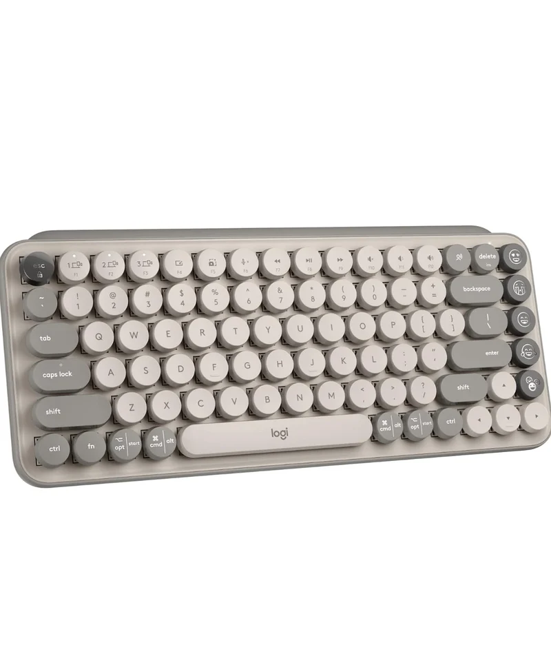 Logitech POP Keys Mechanical Wireless Keyboard with Customizable Emoji Keys, Durable Compact Design, Bluetooth or USB Connectivity, Multi-Device, OS Compatible -Mist