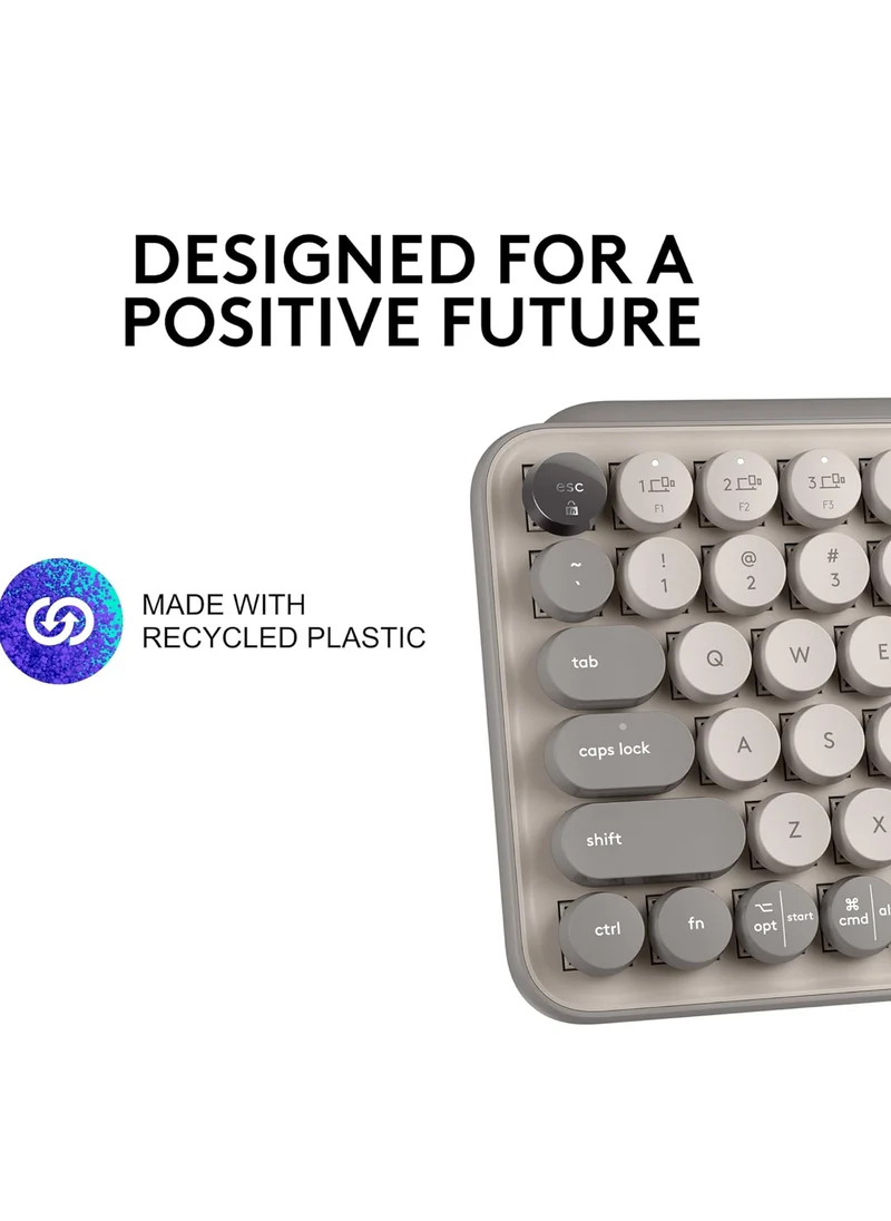 Logitech POP Keys Mechanical Wireless Keyboard with Customizable Emoji Keys, Durable Compact Design, Bluetooth or USB Connectivity, Multi-Device, OS Compatible -Mist