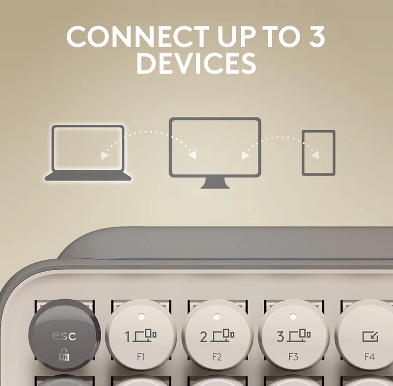 Logitech POP Keys Mechanical Wireless Keyboard with Customizable Emoji Keys, Durable Compact Design, Bluetooth or USB Connectivity, Multi-Device, OS Compatible -Mist