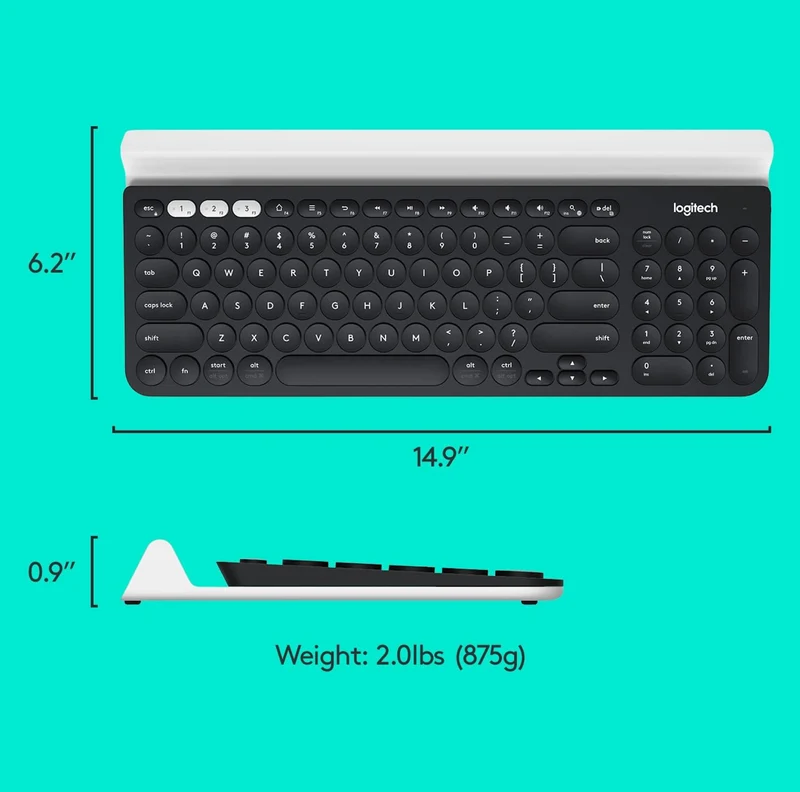 Logitech K780 Multi-Device Wireless Keyboard for Computer, Phone and Tablet – FLOW Cross-Computer Control Compatible - Speckles, White