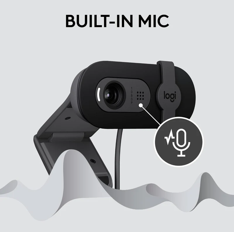 Logitech Brio 101 Full HD 1080p Webcam for Meetings, Streaming, Desktop, Laptop, PC - Built-in Mic, Shutter, USB-A, Teams, Zoom - Black