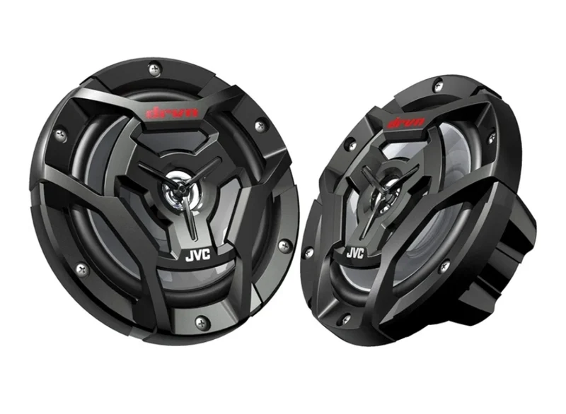 JVC KD-X33MBS Mechless Bluetooth Marine Radio and a pair of JVC CS-DR6200M 6.5" Black Marine Coaxial Speakers