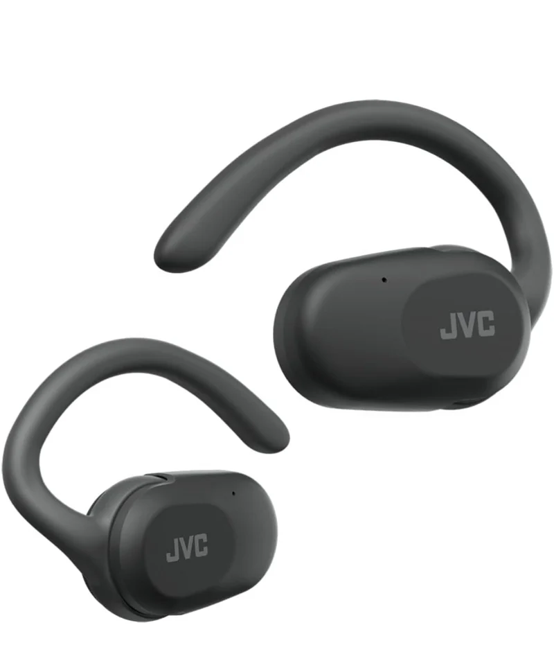JVC nearphones Open Ear True Wireless Headphones with Pivot Motion Mecanism, 16mm Large Drivers Sound, Single Ear use, BT 5.4, Long Battery Life (up to 26 Hours) - HANP40TB (Black)
