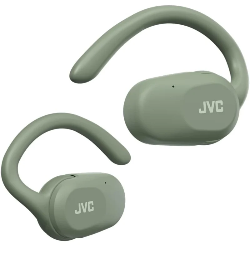 JVC nearphones Open Ear True Wireless Headphones with Pivot Motion Mecanism, 16mm Large Drivers Sound, Single Ear use, BT 5.4, Long Battery Life (up to 26 Hours) - HANP40TG (Green)