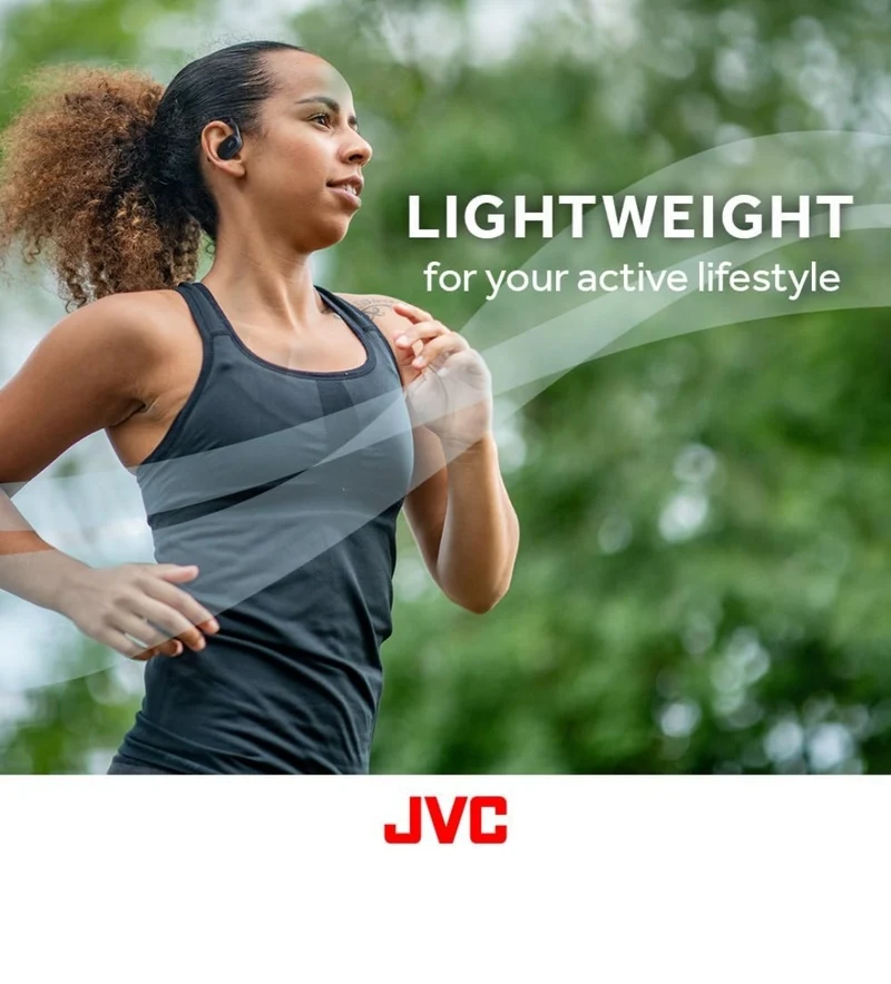 JVC nearphones Open Ear True Wireless Headphones with Pivot Motion Mecanism, 16mm Large Drivers Sound, Single Ear use, BT 5.4, Long Battery Life (up to 26 Hours) - HANP40TG (Green)