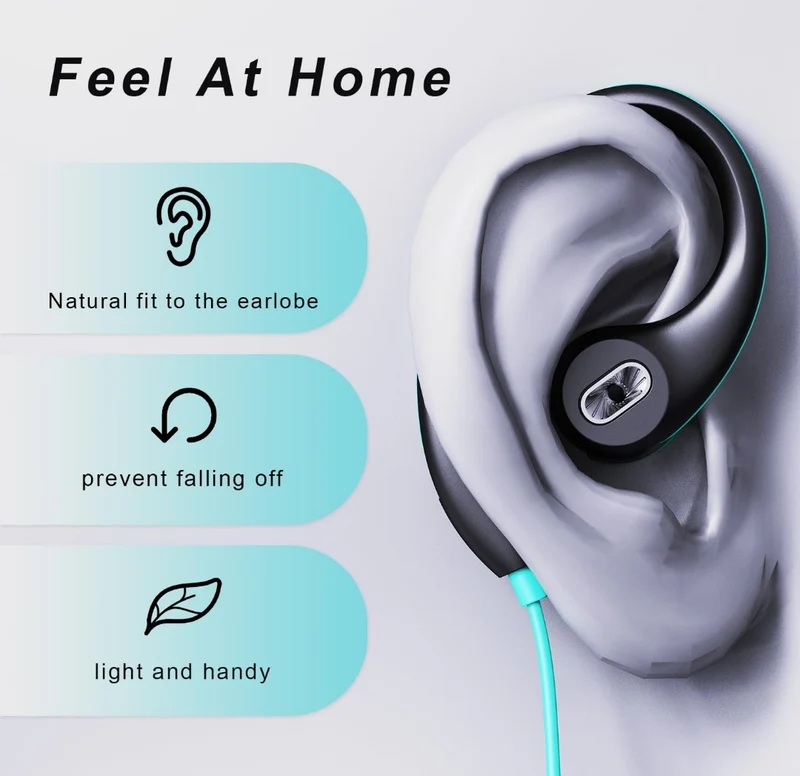 Sport Earbuds Wired in-Ear Headphones with Over Ear Hook Earclip Running Earphones Wrap Around Ear Buds Compatible with Smartphone Laptop Tablet MP3-3.5mm Jack