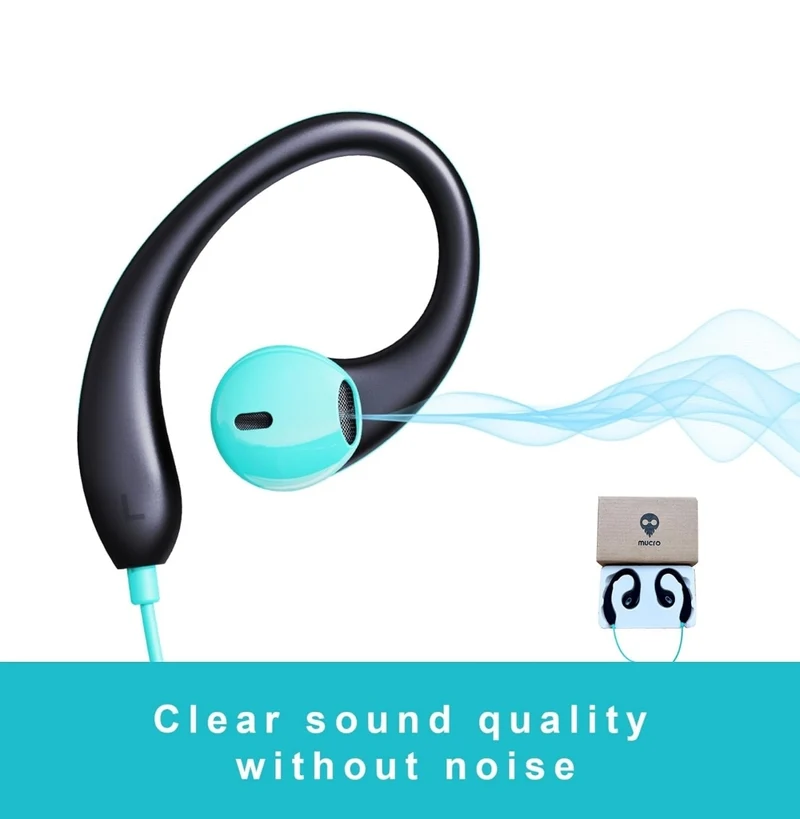 Sport Earbuds Wired in-Ear Headphones with Over Ear Hook Earclip Running Earphones Wrap Around Ear Buds Compatible with Smartphone Laptop Tablet MP3-3.5mm Jack