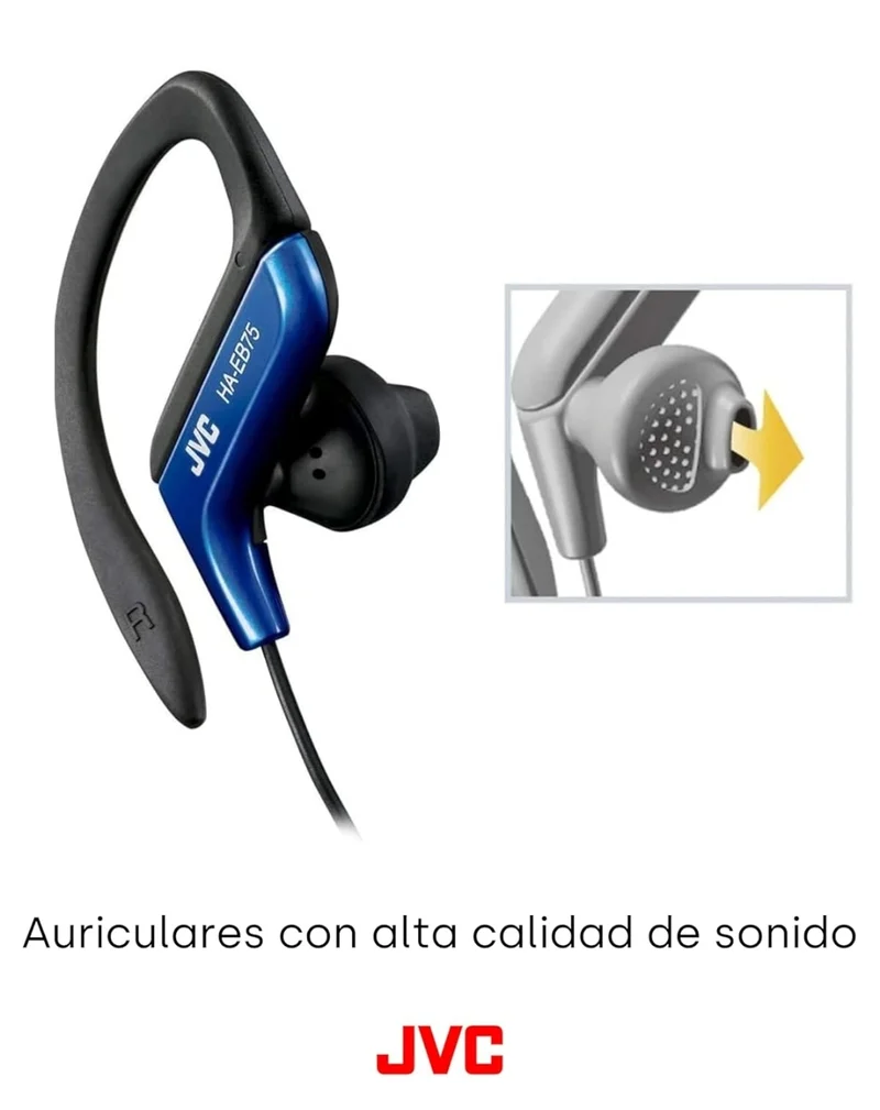 JVC, HA-EB75-AN-U Adjustable Sport Clip Earphones (Blue)