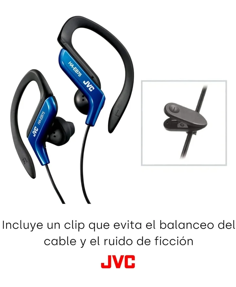 JVC, HA-EB75-AN-U Adjustable Sport Clip Earphones (Blue)