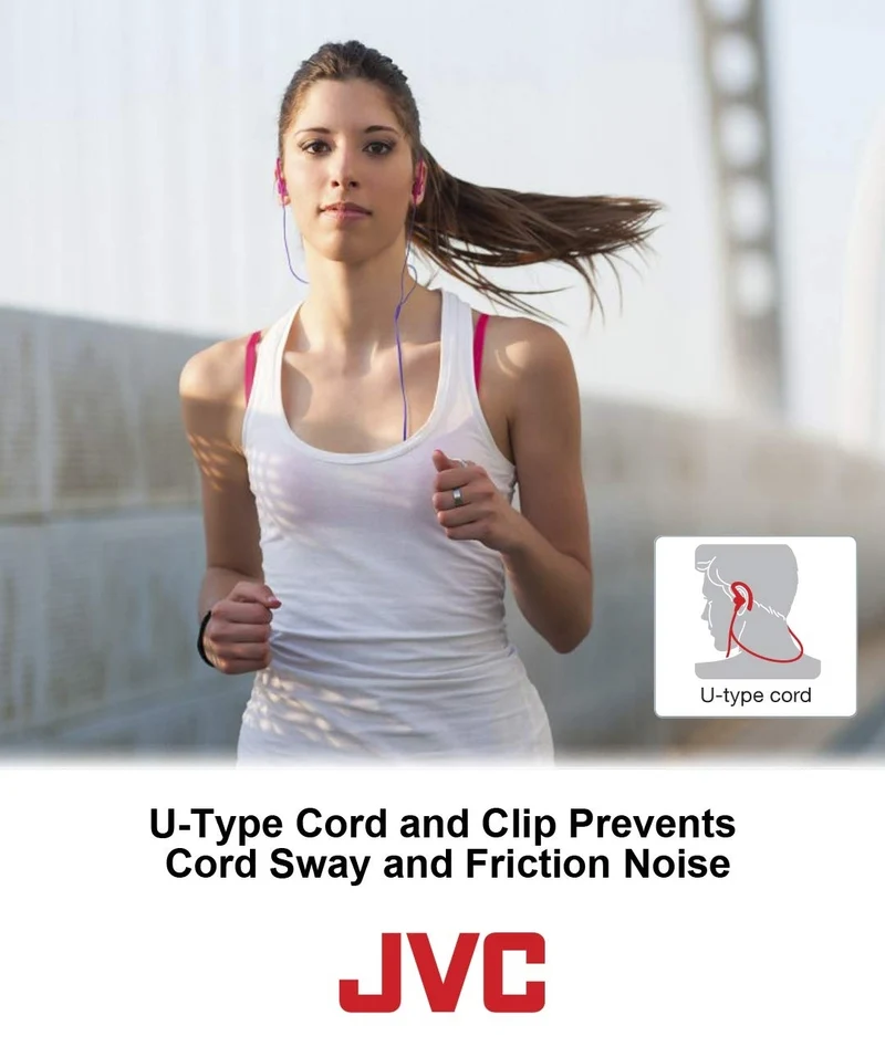 JVC HAECX20P Sports Clip Inner Ear Headphones, Pink