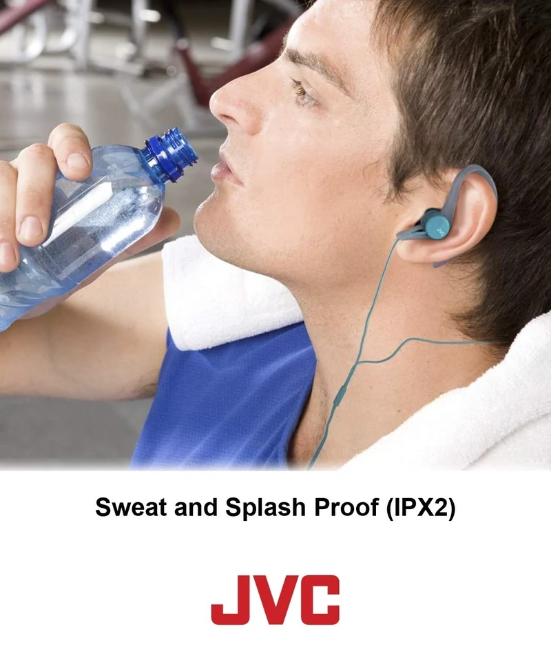 JVC HAECX20A Sports Clip Inner Ear Headphones, Blue