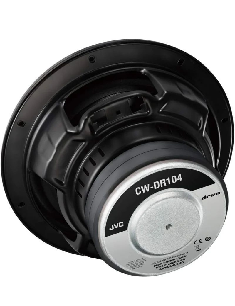 JVC CW-DR124/104 DRVN 10" 4-ohm 350 Watt Car Audio Subwoofer- Single (Black) with Dependable Low-Frequency