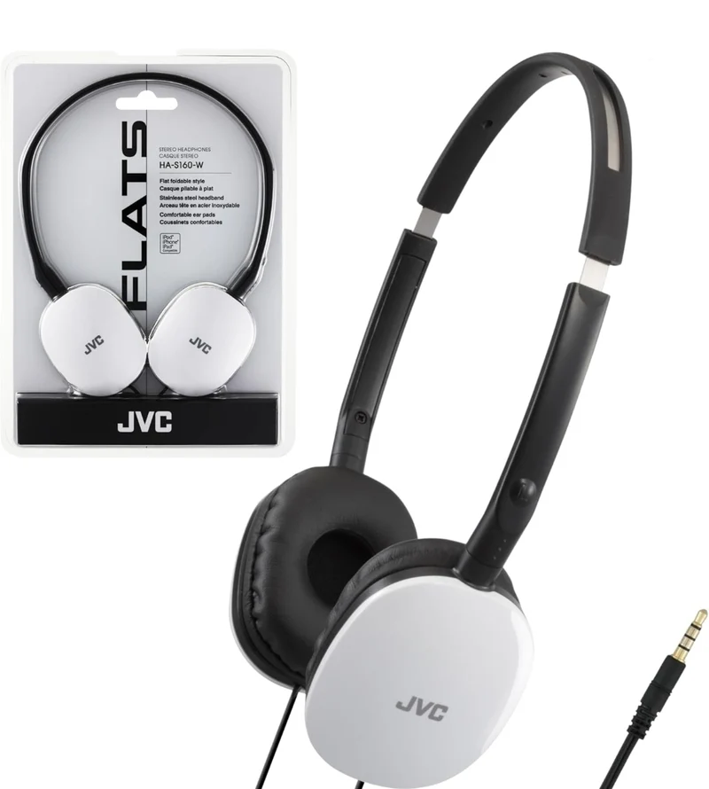 JVC Flats On-Ear Wired Headphones - Flat Foldable Design - 30mm Driver for Powerful Sound - Soft Ear-Pads for Comfort – Steel Headband - Lightweight & Portable - PC/Laptop/Gaming - 3.5mm Slim Plug