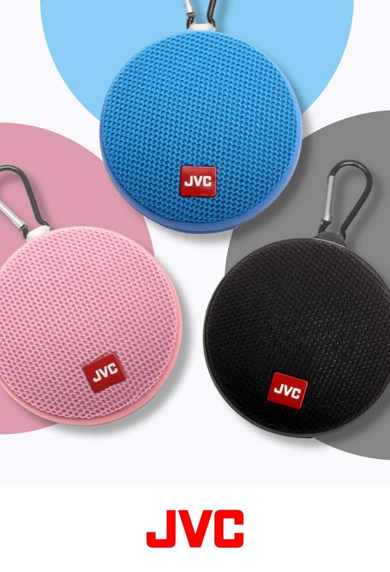 JVC Portable Wireless Speaker with Surround Sound, Bluetooth 5.0, Waterproof IPX4, 7-Hour Battery Life - SPSA2BTB (Black)