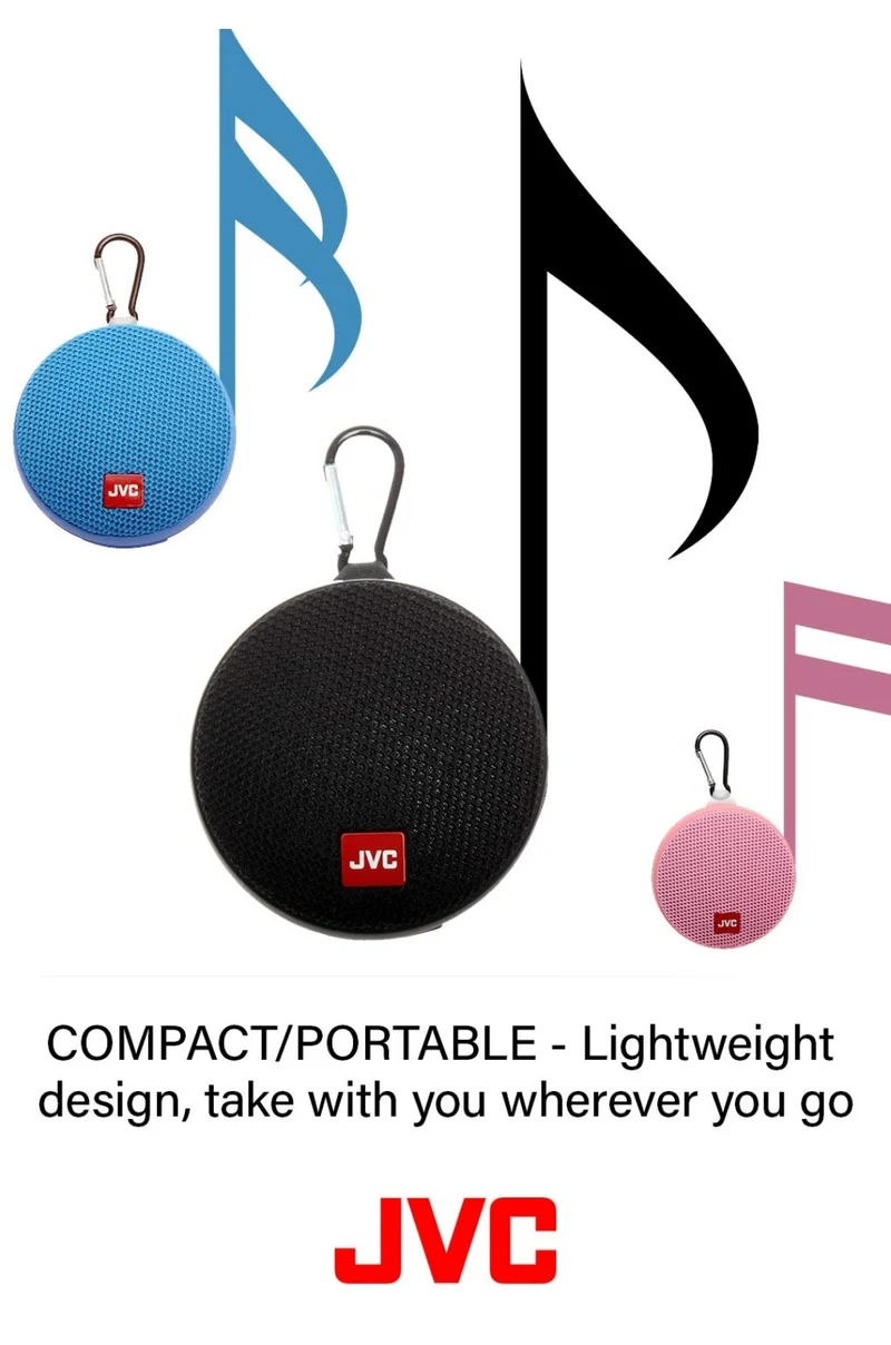 JVC Portable Wireless Speaker with Surround Sound, Bluetooth 5.0, Waterproof IPX4, 7-Hour Battery Life - SPSA2BTA (Blue)