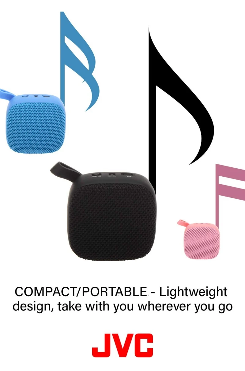 JVC Portable Wireless Speaker with Surround Sound, Bluetooth 5.0, 7-Hour Battery Life - SPSA1BTB (Black)