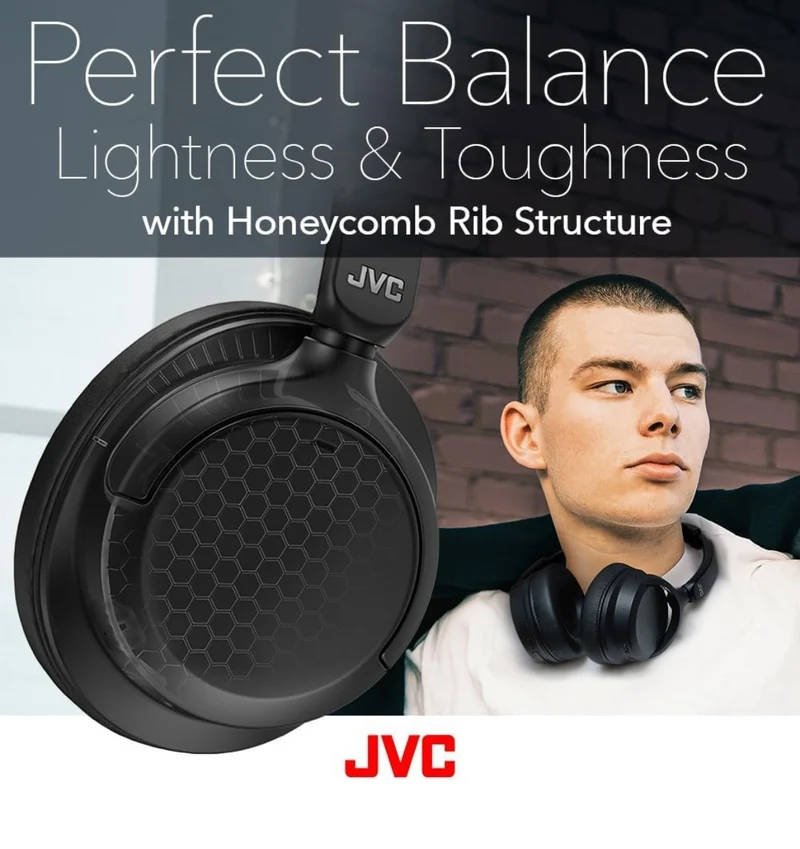JVC Over Ear Wireless Active Noise Cancelling Headphones - Bluetooth 5.3 - Ambient Mode, 3 Audio Modes, Soft Comfort Pads, 35 Hr Battery, Foldable & Lightweight – Mic- Travel & All-Day Wear - HA-S75N
