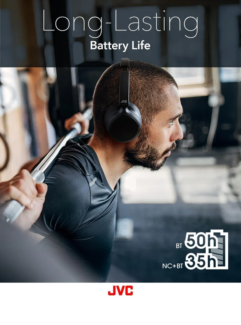 JVC Over Ear Wireless Active Noise Cancelling Headphones - Bluetooth 5.3 - Ambient Mode, 3 Audio Modes, Soft Comfort Pads, 35 Hr Battery, Foldable & Lightweight – Mic- Travel & All-Day Wear - HA-S75N