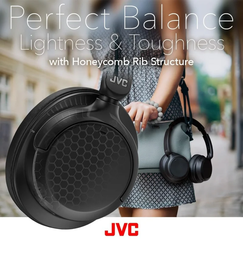 JVC Hybrid Noise Cancelling Wireless Headphones - Best Sound Blocking, Over Ear Design - Bluetooth 5.3 - Dual Mic - 50HR Battery - Detachable Cable - Voice Assistance - Long-Wear Comfort - HAS95N