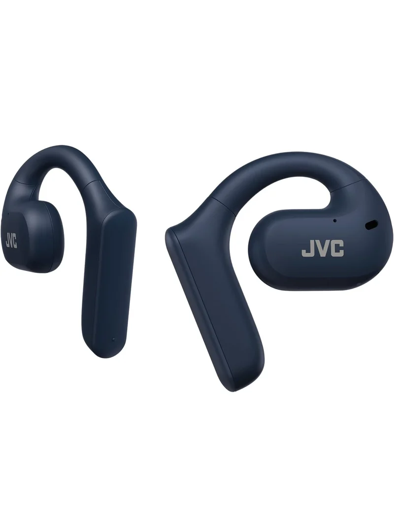 JVC Nearphones Open Ear True Wireless Headphones with 16mm Large Drivers for Powerful Sound, Single Ear use, and Long Battery Life (up to 17 Hours) - HANP35TW (Blue)