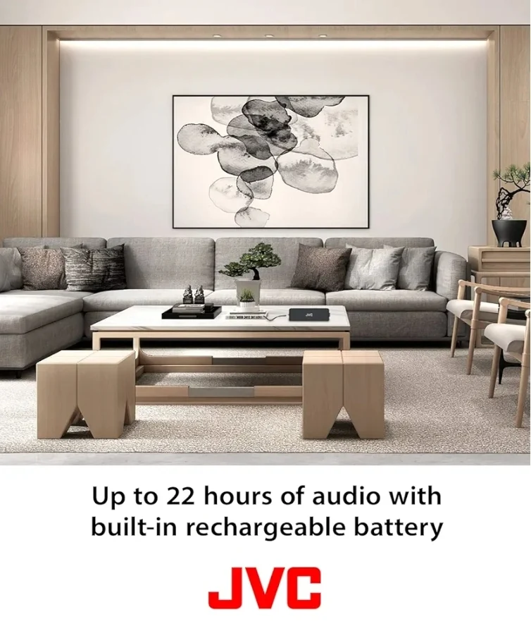JVC Portable Wireless Speaker with Stereo Sound, Bluetooth 5.0, TWS Stereo Function, Waterproof IPX7, up to 22-Hour Battery Life - SPSQ4BT, Black
