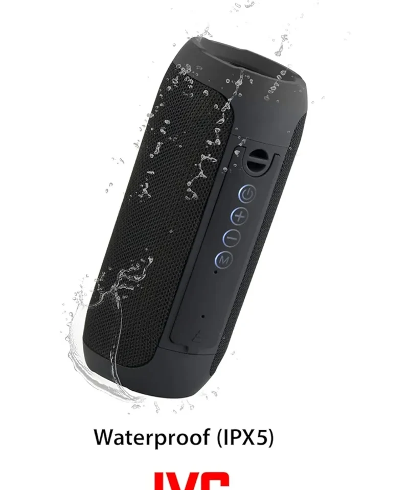 JVC Portable Wireless Speaker with Surround Sound, TWS Stereo Function, Bluetooth 5.0, Waterproof IPX5, up to 18-Hour Battery Life - SPSX3BT,Black