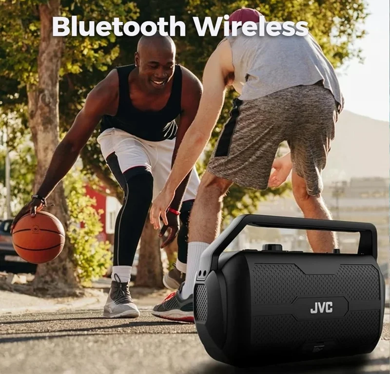 JVC Rover Portable Indoor/Outdoor Bluetooth Speaker, 30 Watts Powerful Sound, 30 Hours Battery, IPX4 Water Resistant, USB Port and Microphone/Guitar Input - XSS521PB (Black)