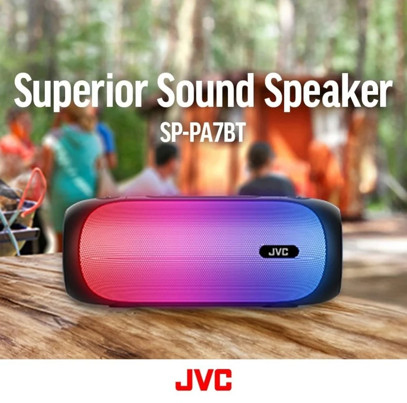 JVC Illuminated Portable Wireless Speaker with 30W max outputs, Dynamic Sound, Bluetooth 5.0, TWS Capability, USB-C, AUX in, up to 6-Hour Battery Life - SPPA7BTA (Navy)