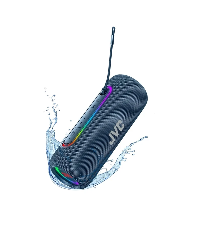 JVC Illuminated Portable Wireless Speaker with 20W max outputs, Dynamic Sound, Bluetooth 5.0, TWS Capability, USB-C, IPX5, AUX in, up to 5-Hour Battery Life - SPPA5BTA (Blue)
