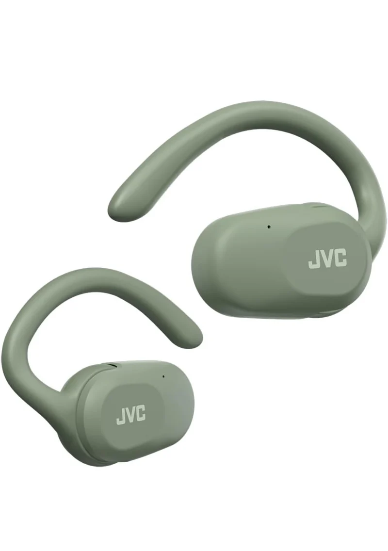 JVC nearphones Open Ear True Wireless Headphones with Pivot Motion Mecanism, 16mm Large Drivers Sound, Single Ear use, BT 5.4, Long Battery Life (up to 26 Hours) - HANP40TG (Green)