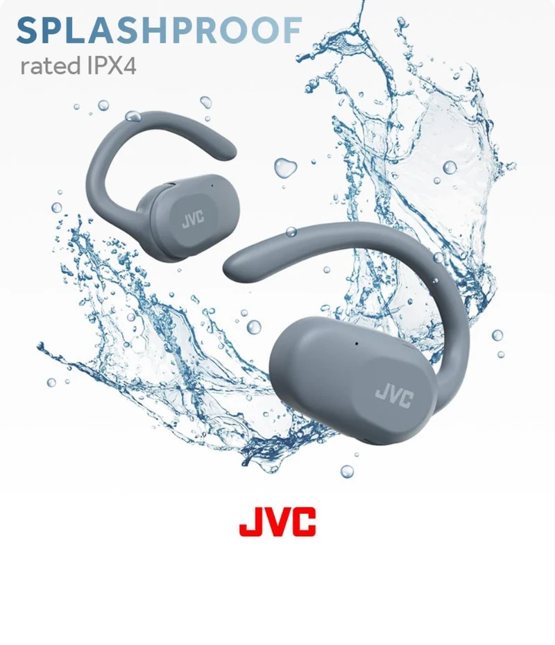 JVC nearphones Open Ear True Wireless Headphones with Pivot Motion Mecanism, 16mm Large Drivers Sound, Single Ear use, BT 5.4, Long Battery Life (up to 26 Hours) - HANP40TA (Blue)
