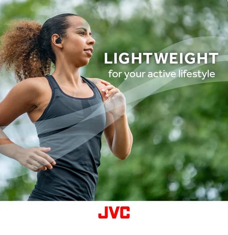 JVC nearphones Open Ear True Wireless Headphones with Pivot Motion Mecanism, 16mm Large Drivers Sound, Single Ear use, BT 5.4, Long Battery Life (up to 26 Hours) - HANP40TA (Blue)