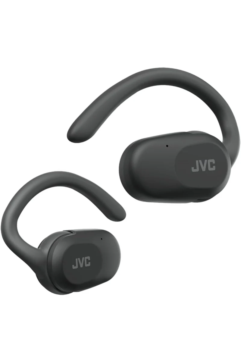JVC nearphones Open Ear True Wireless Headphones with Pivot Motion Mecanism, 16mm Large Drivers Sound, Single Ear use, BT 5.4, Long Battery Life (up to 26 Hours) - HANP40TB (Black)
