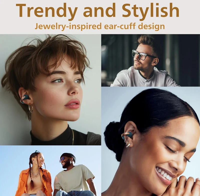 JVC Nearphones Open Ear True Wireless Headphones - Open Ear Earbuds - Bluetooth 5.3-24H Playback - IPX4 Water Resistant - Built-in Mic - Awareness & Comfort - Ear Clip Earbuds - HANP1T