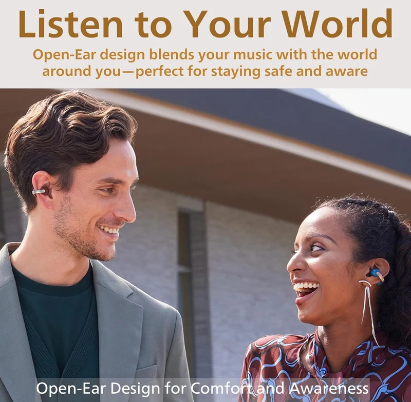 JVC Nearphones Open Ear True Wireless Headphones - Open Ear Earbuds - Bluetooth 5.3-24H Playback - IPX4 Water Resistant - Built-in Mic - Awareness & Comfort - Ear Clip Earbuds - HANP1T