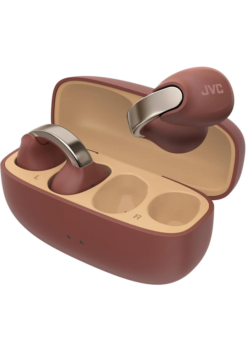 JVC Nearphones Open Ear True Wireless Headphones - Open Ear Earbuds - Bluetooth 5.3-24H Playback - IPX4 Water Resistant - Built-in Mic - Awareness & Comfort - Ear Clip Earbuds - HANP1T