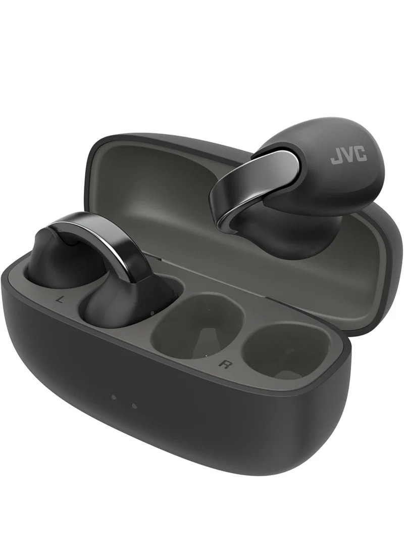 JVC Nearphones Open Ear True Wireless Headphones - Open Ear Earbuds - Bluetooth 5.3-24H Playback - IPX4 Water Resistant - Built-in Mic - Awareness & Comfort - Ear Clip Earbuds - HANP1T