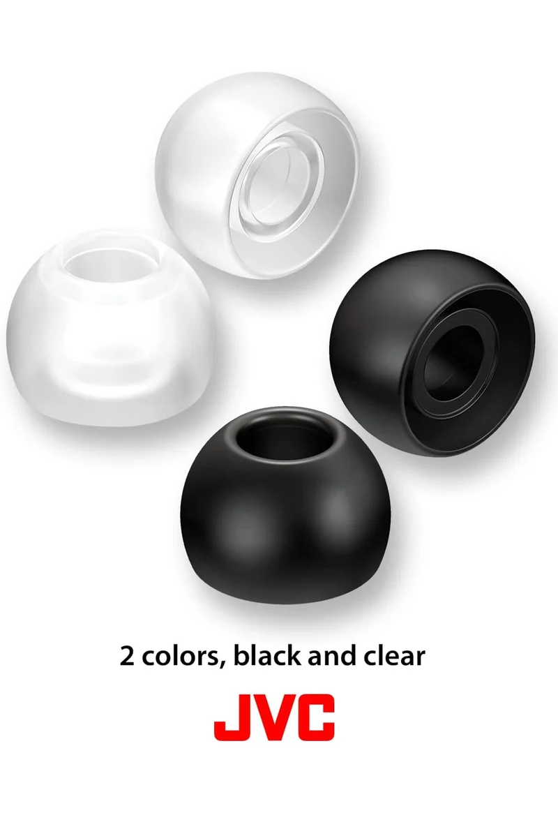 JVC Replacement Silicone Earbuds Earpieces – Set of (6) Ear Tips, Fits Many JVC Models (Medium) - EPFX2MZ (Clear)