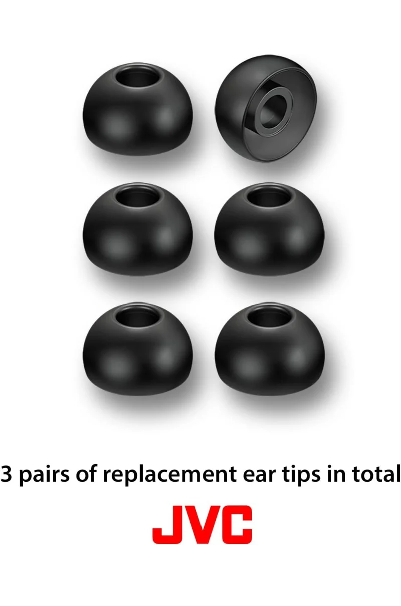 JVC Replacement Silicone Earbuds Earpieces – Set of (6) Ear Tips, Fits Many JVC Models (Medium) - EPFX2MZ (Clear)