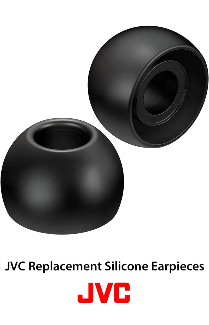 JVC Replacement Silicone Earbuds Earpieces – Set of (6) Ear Tips, Fits Many JVC Models (Medium) - EPFX2MB (Black)