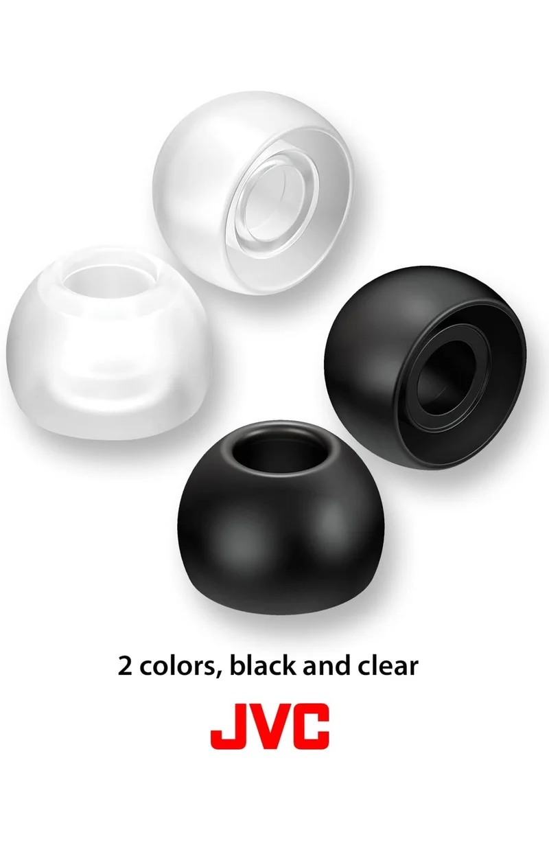 JVC Replacement Silicone Earbuds Earpieces – Set of (6) Ear Tips, Fits Many JVC Models (Medium) - EPFX2MB (Black)