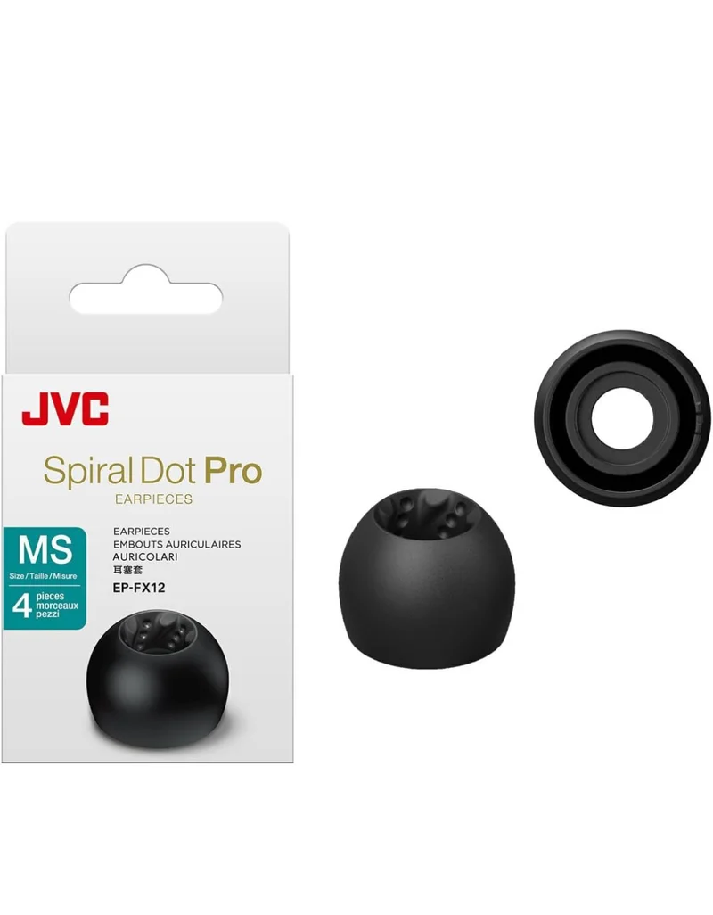 JVC EPFX12 Spiral Dot Pro Earpieces – 2 Set of (4) Ear Tips, Sizes Small Through Large, Fits Many JVC Models (Medium-Small 11mm)