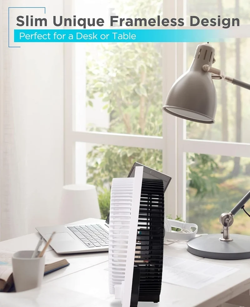 BLACK+DECKER Mini Box Fan Tabletop Quiet 9 Inch Desk Box Fans Frameless BFB09W White