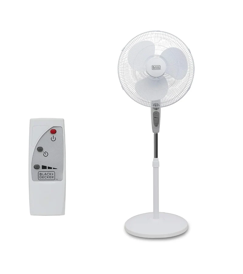 BLACK+DECKER 18-Inch Stand Fan with Pedestal Base, Height Adjustable Pedestal Fan with Remote and Touch Control Panel, Free Standing Fan with 90-Degree Oscillating and 3-Speed Settings, Black