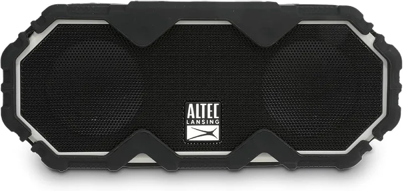 Altec Lansing Mini LifeJacket Jolt Bluetooth Speaker with Qi, Wireless, Waterproof, Portable, Speakers, Loud Volume, Strong Bass, Rich Stereo System, Microphone, 16 Hour Battery, 100 ft Range, Gray
