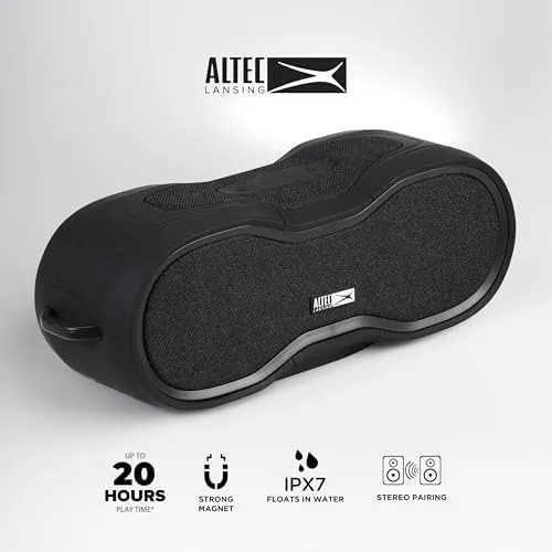 Altec Lansing BoomJacket XL Wireless Bluetooth Speaker, Magnetic Waterproof Speaker, IPX7 Outdoor Speaker with 24H Playtime, Portable Speaker with Carabiner, Mountable, Quick Charge